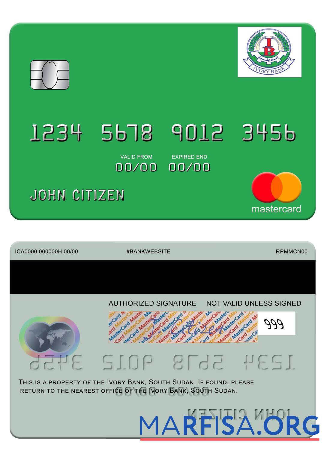 Blank South Sudan Ivory Bank mastercard template